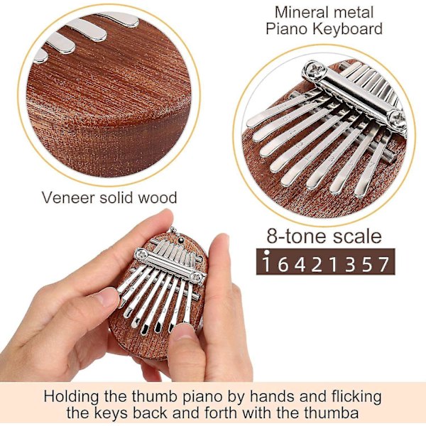 Tommelklaver 8 Taster Mini Bærbar Akryl Mbira