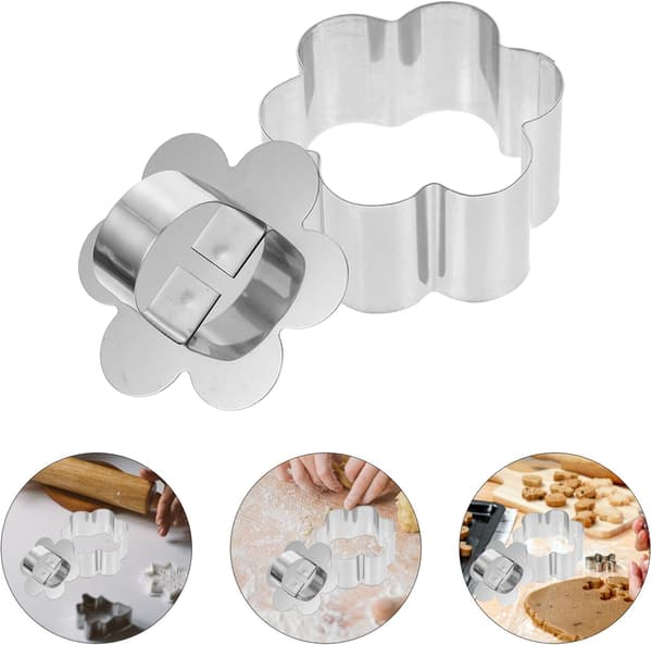 3 sett plommeblomst kake mousse ringer rustfritt stål kakeform med glatte kanter