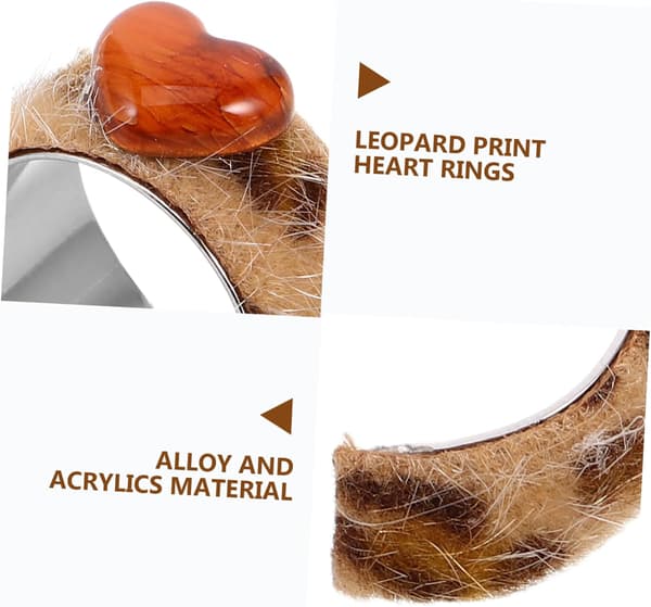 Leopardmønstret ring for kvinner Søt åpen design fingerring dekor Unik retrostil hjerteform f