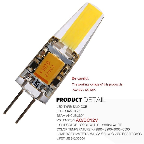 10 stk G4 T3 Cob1505 4w 400lm LED Bi-pin Lys Skab Udendørs