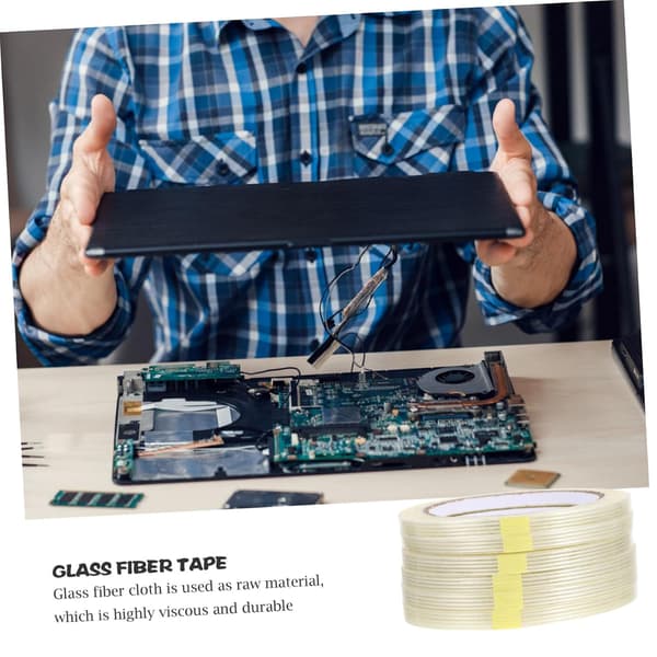 6 rullar 25m glasfiberfilamenttejp 1cm bredd Hög vidhäftning Rivtålig Multifunktionell förpackning