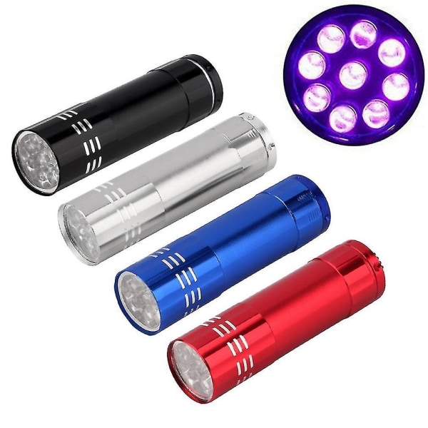 Ultra-lys lavt forbruk 9 LED UV fiolett lommelykt
