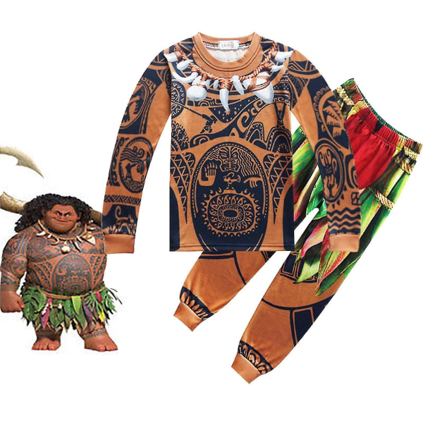 Moana Maui Kostym Barn Pojkar Långärmad Pyjamas Pjs Set Nattkläder 3-4 Years
