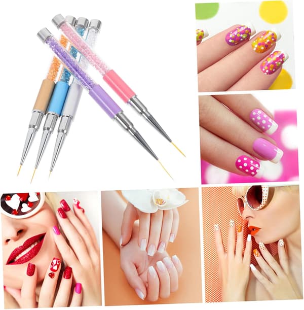 5 st nagelkonstfoderpenna för manikyr DIY-målning Linerborste Diamantspets för nagelkonstritning och målning