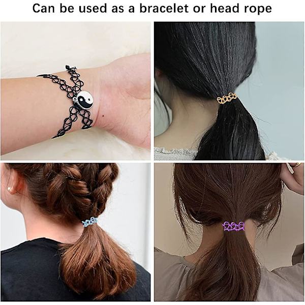 24 stk Choker-halskjede Sett, Elastisk Jente-choker Sett, Fargerik Gave