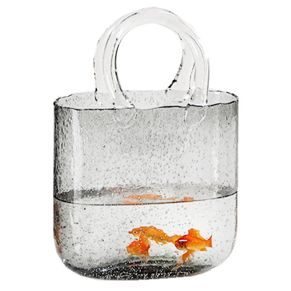 Nordisk Glas Fiskekum Glas Vase Transparent Taske Hydroponisk Blomsterarrangement Vase Borddekoration Håndtaske Glas Vase