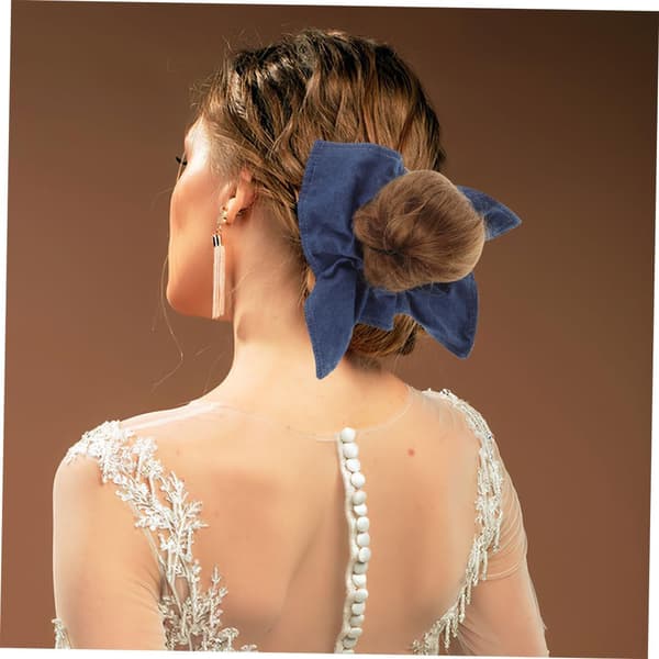 2 st blå fyrkantig sjal hårband elastisk scrunchie hästsvanshållare för kvinnors hårbulle