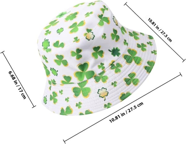 St Patrick's Day Firekløver Printet Bøllehat Vendbar Solbeskyttelseshat