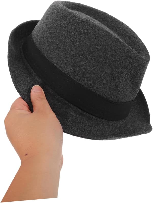 Fedora-hatt med flat brem, bred brem, jazz-fedora, klassisk filthat