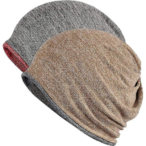 Hatt for menn og kvinner i bomull, avslappet beanie, myk og lett løpehatt, kort hatt for voksne, kjemisk hatt, avslappet hatt Red*brown