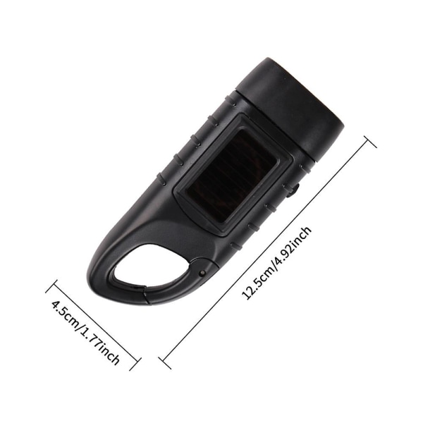 Nødblysflash, Led-lommelygte, Solgenerator, Genopladelig Lommelygte, Camping Udendørs Lommelygte black