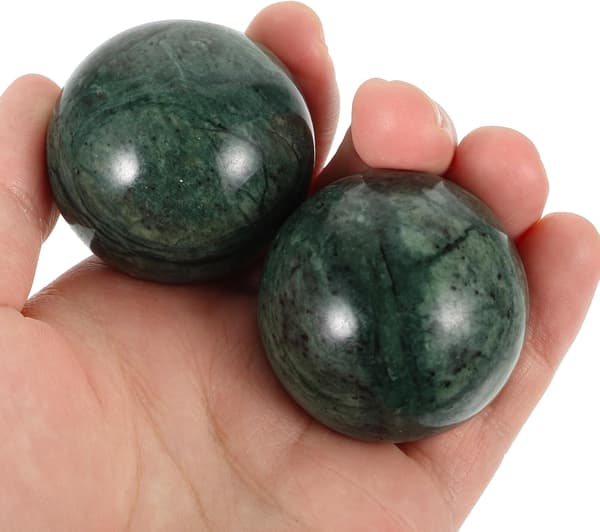 2 stk. Jade Håndmassage til Håndtræning og Håndledsterapi Naturligt Jade Materiale