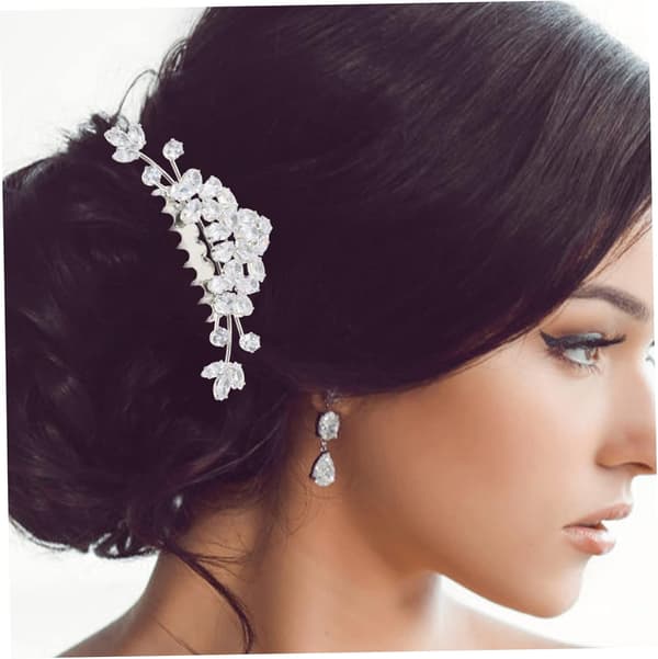 Krystall Rhinestone Hårkam Bryllup Brude Hodeplagg Sølv Vanndråpe Zirkon Hårtilbehør