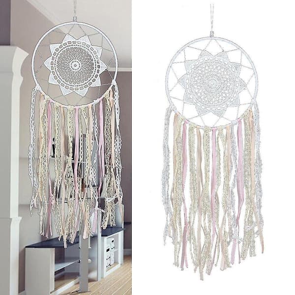 Drömfångare Ornament Dekoration Hem Spets Macrame Minimalistisk. (vit)(1st)