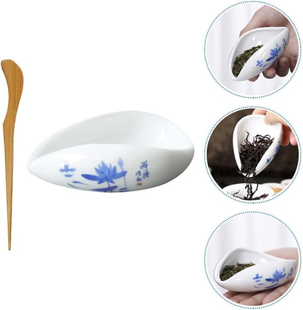 Keramisk tebrettskje-sett Ergonomisk design Fortykket materiale Multifunksjonelt porselenstilbehør til te