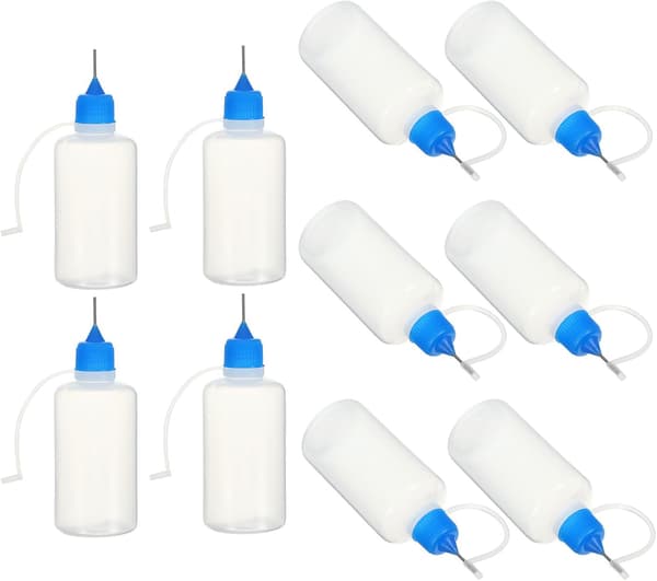 10st 50ml Tomma Klämflaskor Blå Kapsyler, Mini Lim- och Oljeapplikatorflaskor Precisionsspets