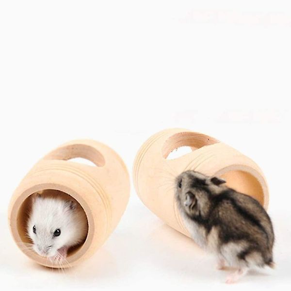 Træ Rund Tønde Hamsterhus Legetøj Husdyrhus 1 stk