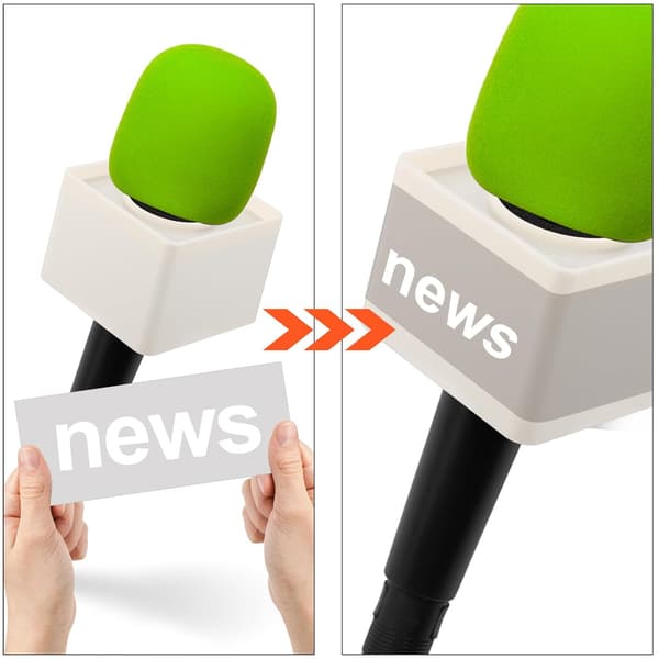 Abs Mic Logo Station Trekantet Form til Mikrofon Logo Brugerdefineret Interview Mic Sort Hvid Trekantet