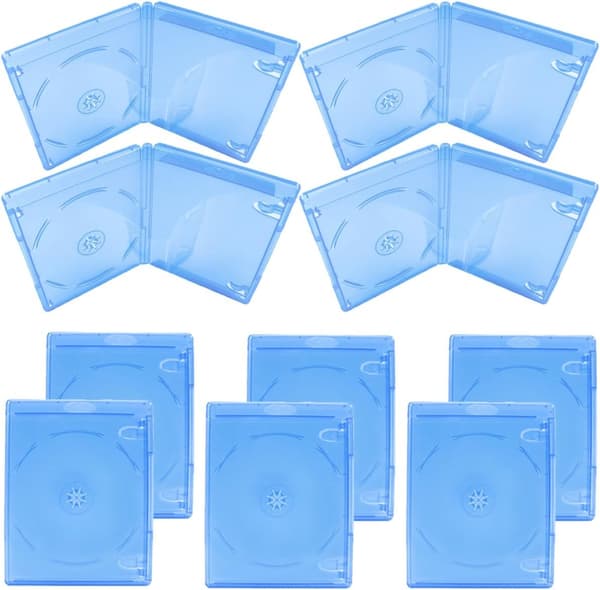 10 st blåa enkla CD-fodral i plast med clipsdesign