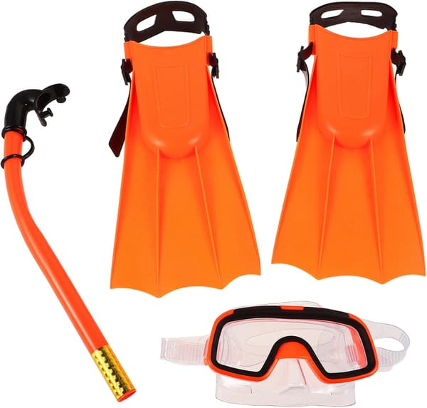 Snorkelutrustningsset för simning och dykning, orange snorkelmask