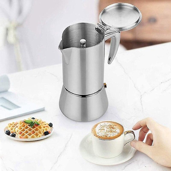 Espresso-maskine i rustfrit stål, italiensk stil, Moka Pot
