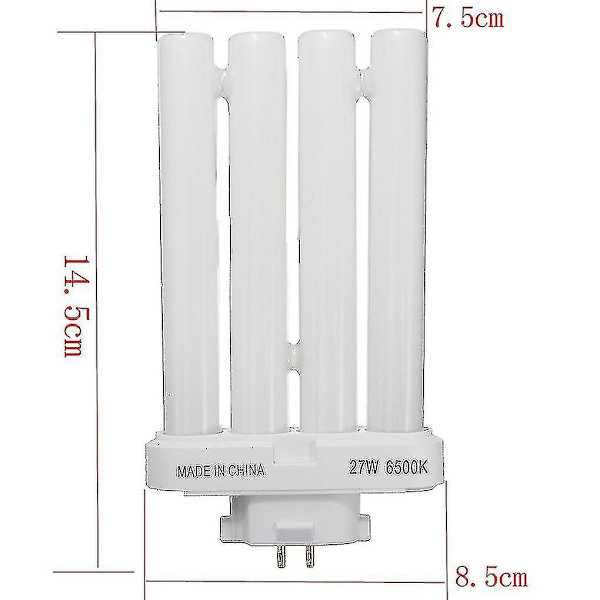 Fml 27ex-n 27w 4-stifts fyrkantig energisparande kompakt lysrör 6500k 4 rader glödlampa