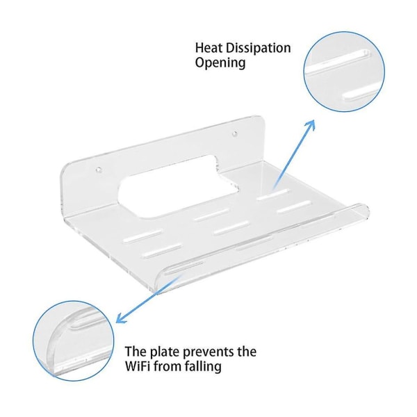 Akrylveggbrakett for ruter, enkel å installere, flytende ruter, DVD-spillerstativ, hylle for ruter