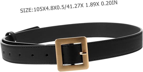 Bredt gyldent D-formet spændebælte til kvinder, retro 4,8 cm bredt sort taljebælte