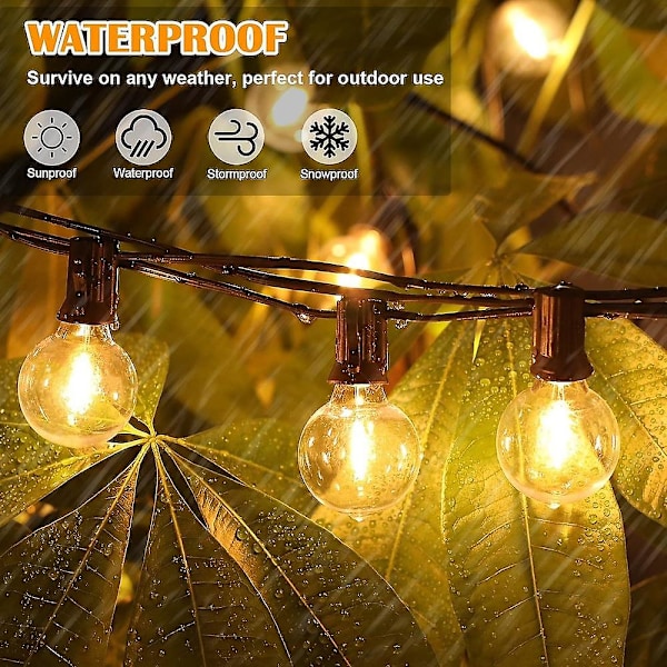 Utomhus String Lights 7.62m 25ft G40 Glödlampor Bröllopsdekoration