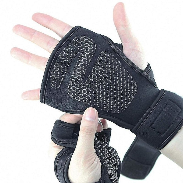 Gym Fitness Handsker Hånd Håndflade Beskytter Med Håndled Wrap1 Par-xl