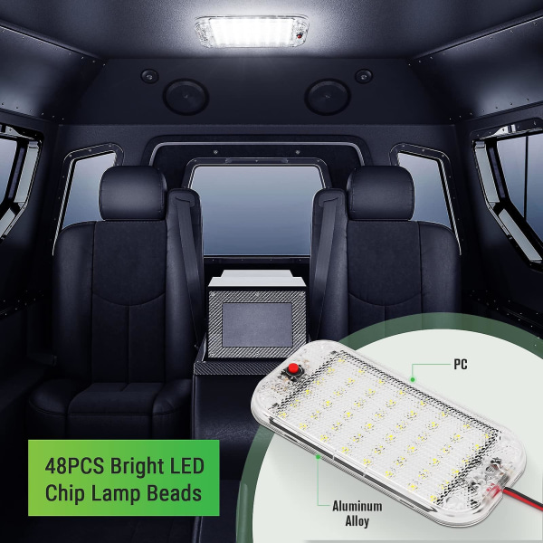 LED Innvendig Lys 10w 48 LED Universal Sterkt Innvendig Lys Med På/Av Bryter 2stk