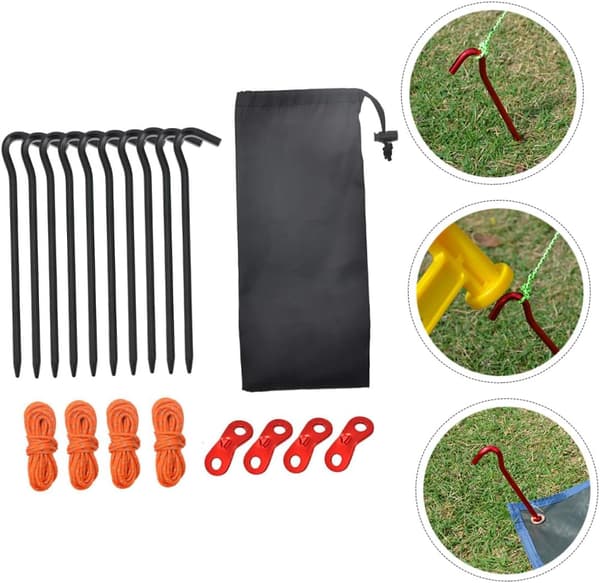 Campingplugger Teltplugger Sett, Jordplugger i Aluminiumslegering med Oppbevaringspose