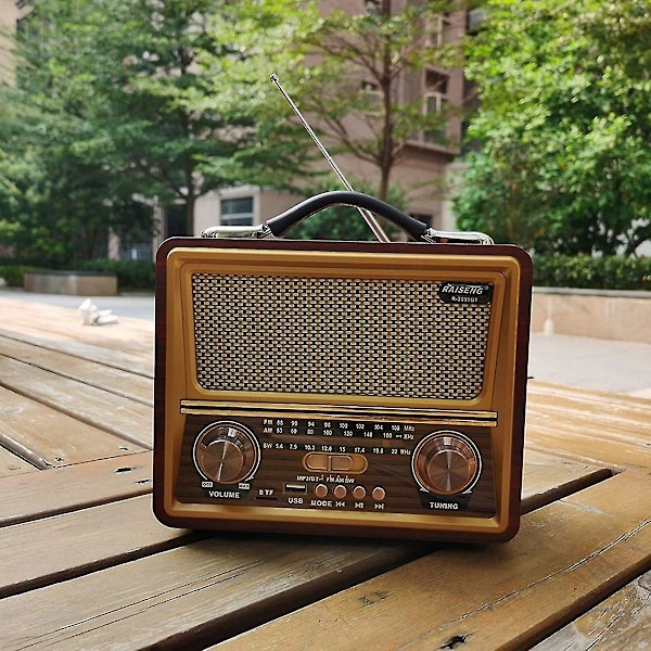 Trä Retro Radio, Am Sw Fm Radio, Trådlös Bluetooth-högtalare, Mini Audio Utomhus Hög Volym För