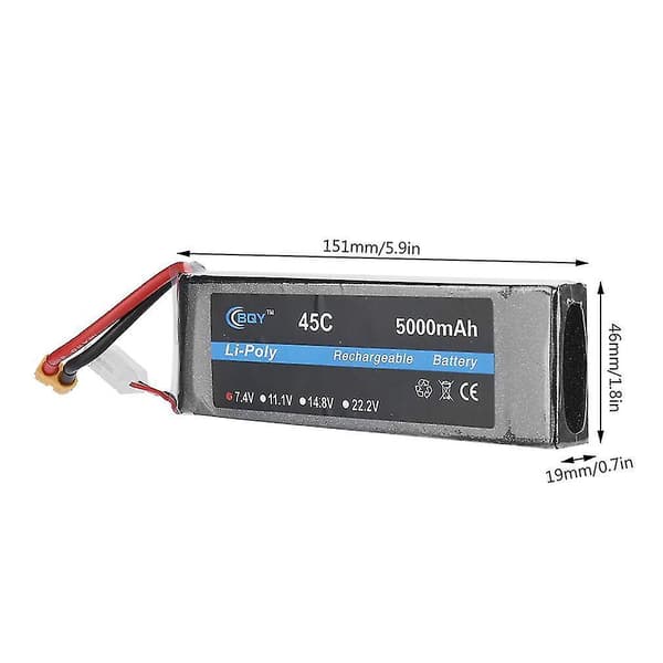 7.4V 5000mAh 45C XT60 Li-poly batteri för RC-drönare