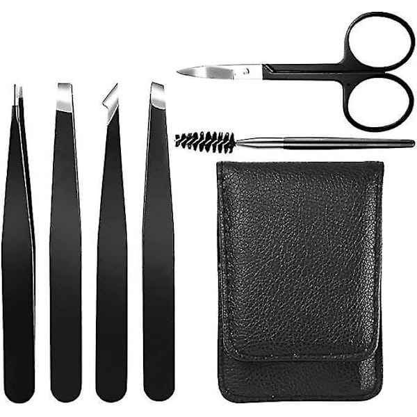 Set med 6 precisionspincetter i rostfritt stål