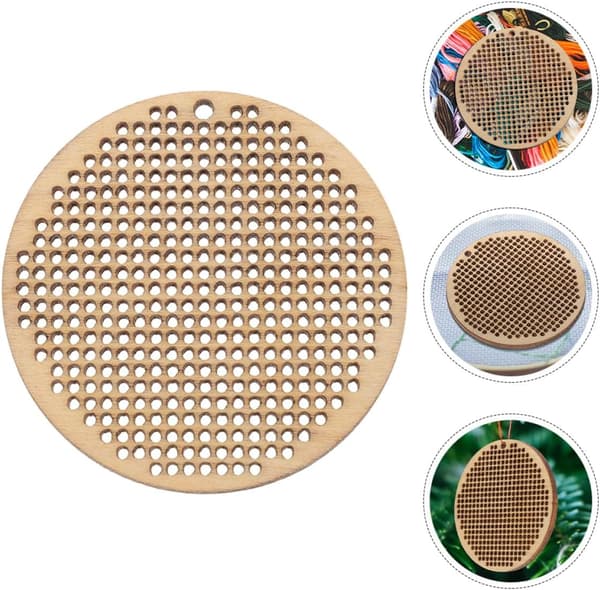 6 stk 5 cm runde trekorssting-chips DIY trepyntemner
