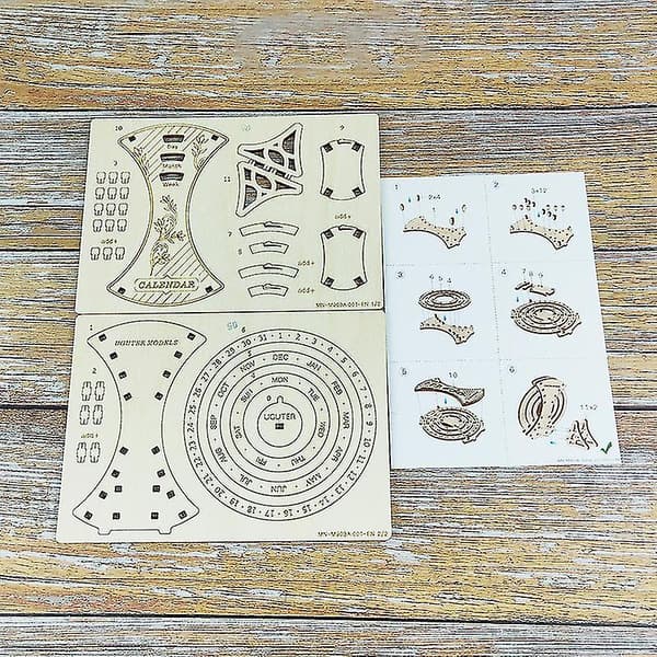 Träpussel med evighetskalender DIY 3D-pusselmodell Byggset Cirkelformigt (1 st, Träfärg)