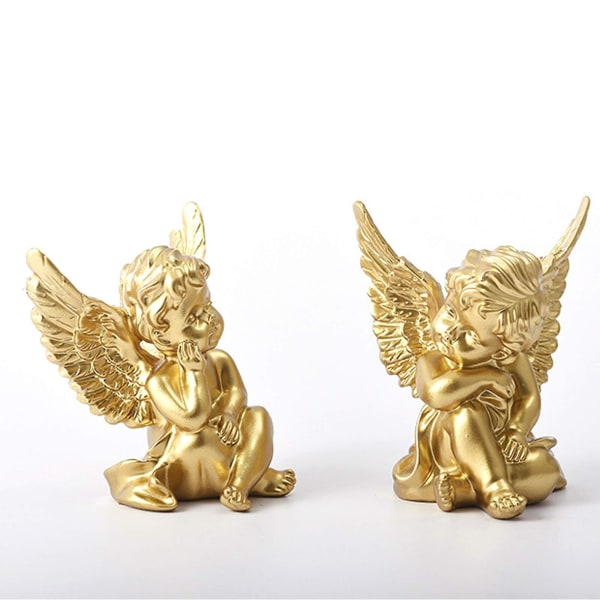 Europeisk gull Søt harpiks Angel Ornament Bursdagsgave Ins Style Creative Car Myk Ornament Ornament 4,25 tommer 2 stykker (gull)