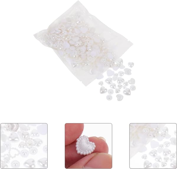 Perle Hjerte Negle Charms ABS Hvide Manicure Tilbehør til Kvinder Neglekunst Elskere