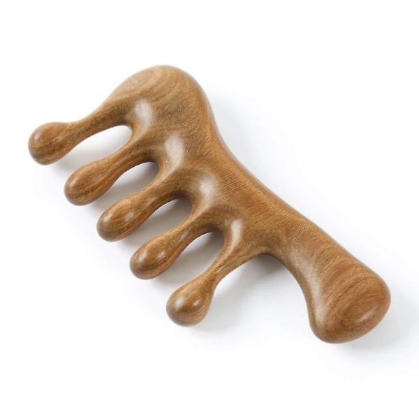 Natural Green Sandalwood Wide Tooth Scalp Massage Comb