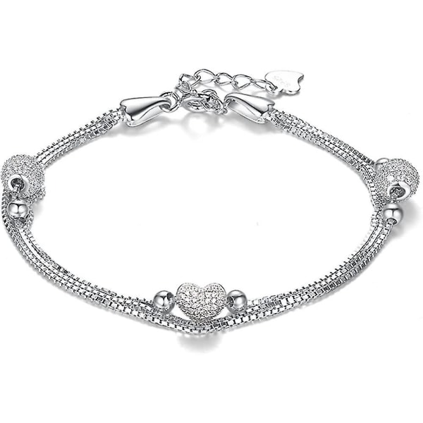 Damarmband i silver med hjärta, 925 sterling silver, present