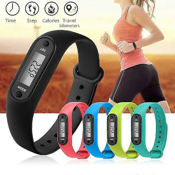 Fitness Armband LCD Digital Stegräknare Walking Step Kaloriräknare Armbandsur Red