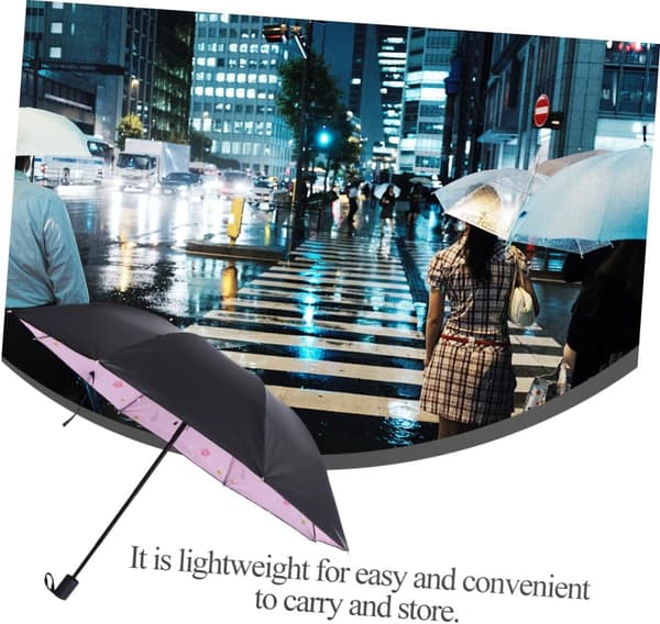 Svart lim UV-skydd hopfällbart paraply, litet bärbart solregnparaply vindtät design