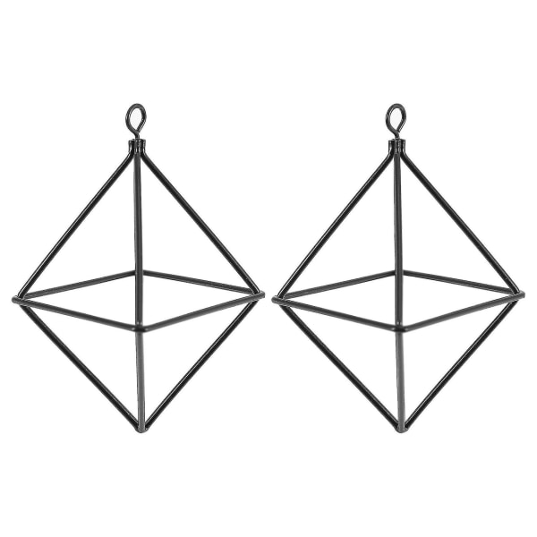 2x Fristående Hängande Planterare Geometrisk Swing Smidesjärn Tillandsia Luftväxter Hållare Triangul-yuhao