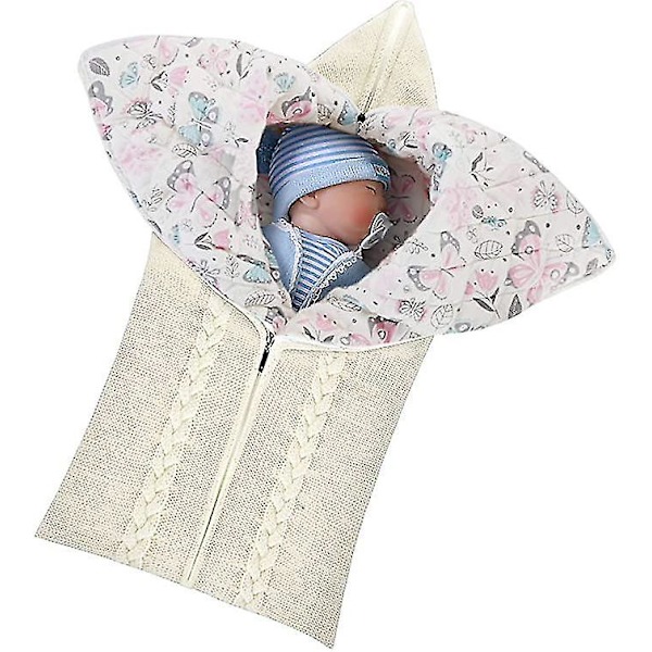Nyfödd Baby Swaddle Stickad Vagn Wrap Varm Sovsäck