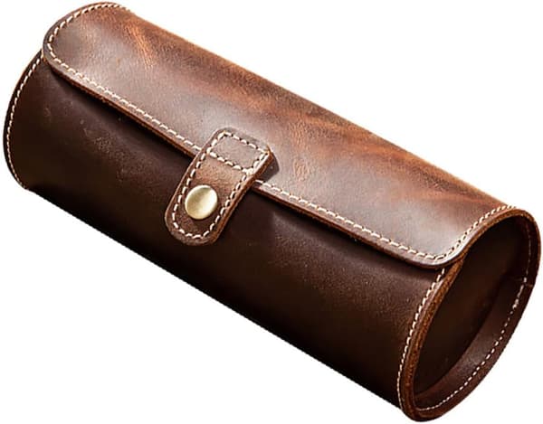 Ur Roll Læder Rejseetui Vintage Chic Stil Kaffe Farve Display Ure Smykker Display Organizer