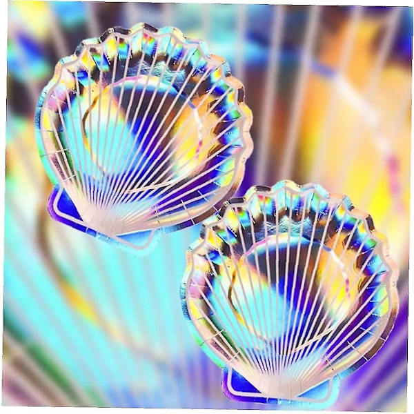 9 tum Iridescent Engångstallrikar Biologiskt Nedbrytbara Färgglada Skal Papperstallrikar Födelsedagsfest Dekoration (8 st, blandade