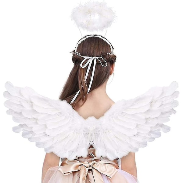 Angel Wings ja Halo Adult White Wings Kids Halloween Christmas