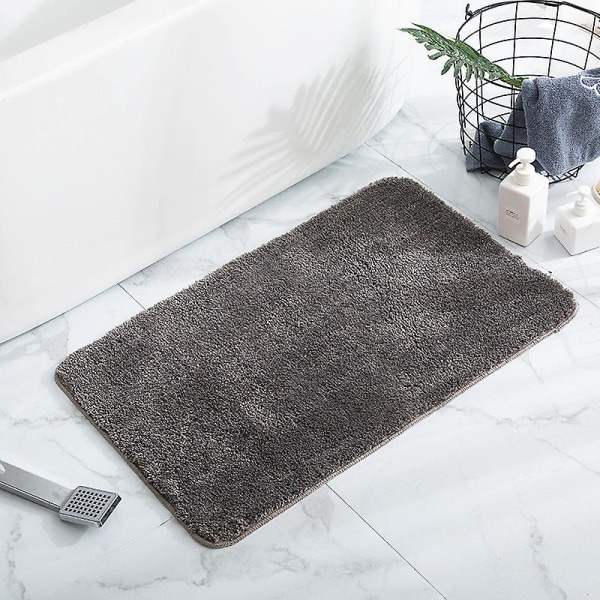 Badeværelsesmåtte Antislip Bademåtte Til Badeværelse Vandabsorberende Blød Mikrofiber Lusket Bademåtte Gray 50*80CM
