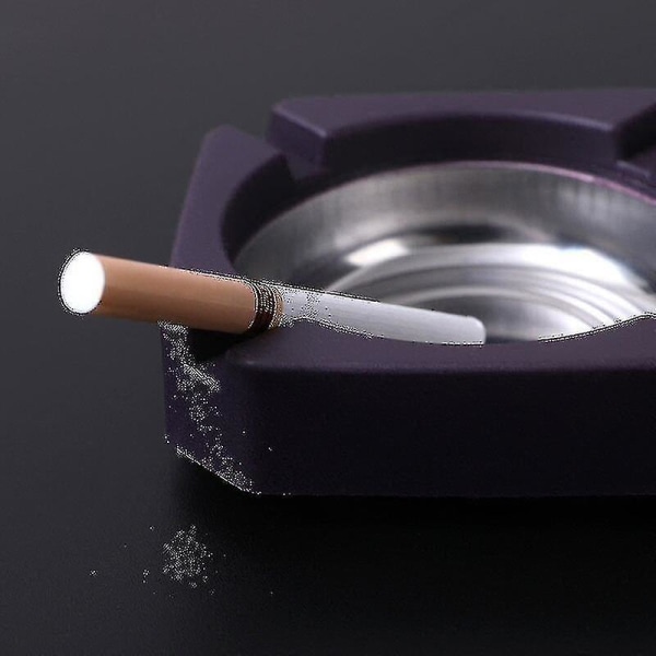 Hushållsaskkopp i rostfritt stål för vardagsrum, slitstark, droppsäker, mångfunktionell, bärbar askkopp, heminredning.yt-färgbrun Kvadrat